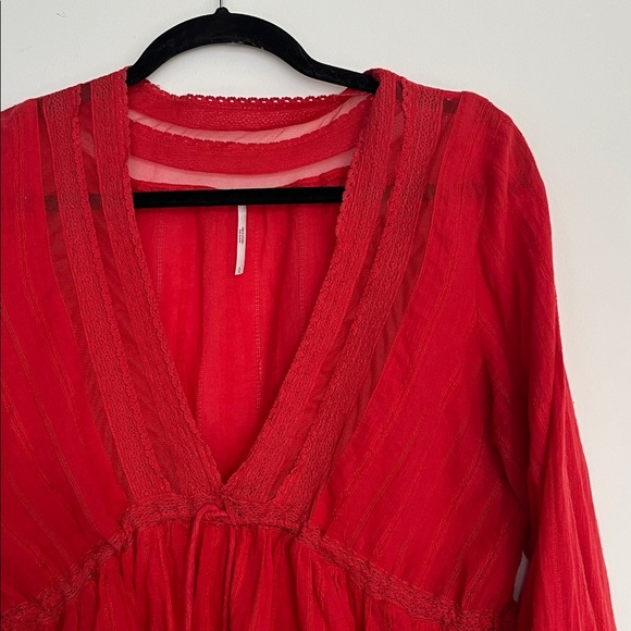 Free People Red Boho Blouse - Picture 6 of 7